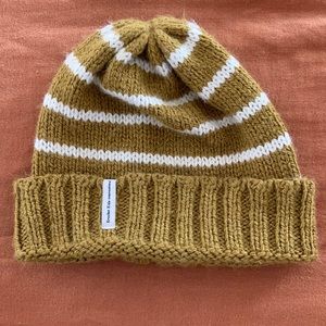 Krochet kids tan white beanie hat